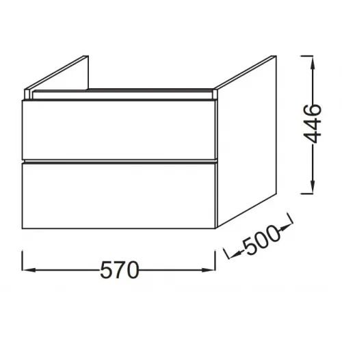 Модуль под раковину Parallel 57х50х44,6 см, квебекский дуб, с 2 выдвижными ящиками EB511-E10 Jacob Delafon