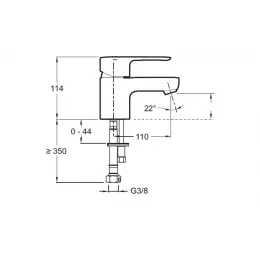 Смеситель для умывальника July излив 110 мм, неповоротный излив, без донного клапана E16027-4ND-CP Jacob Delafon