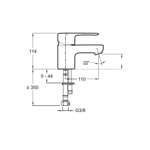 Смеситель для умывальника July излив 110 мм, неповоротный излив, без донного клапана E16027-4ND-CP Jacob Delafon