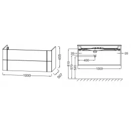 Модуль под раковину Nouvelle Vague 100х50,7х45,5 см, 2 ящика, лак, темно-синий матовый EB3032-M67 Jacob Delafon