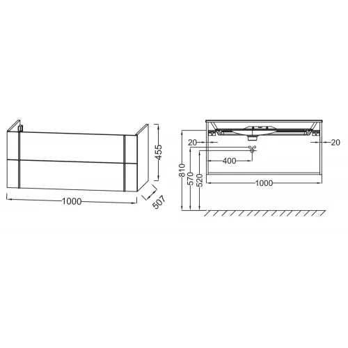 Модуль под раковину Nouvelle Vague 100х50,7х45,5 см, 2 ящика, лак, темно-синий матовый EB3032-M67 Jacob Delafon