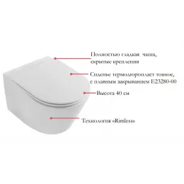 Подвесной унитаз Rodin 35,5х52 см, безободковый, без сиденья EDY102-00 Jacob Delafon