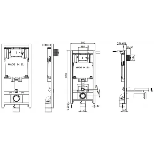 Комплект унитаза с инсталляцией Vox клавиша хром, с микролифтом, безободковый, быстросъемное, с кнопкой Set VOX E29025-NF Jacob Delafon