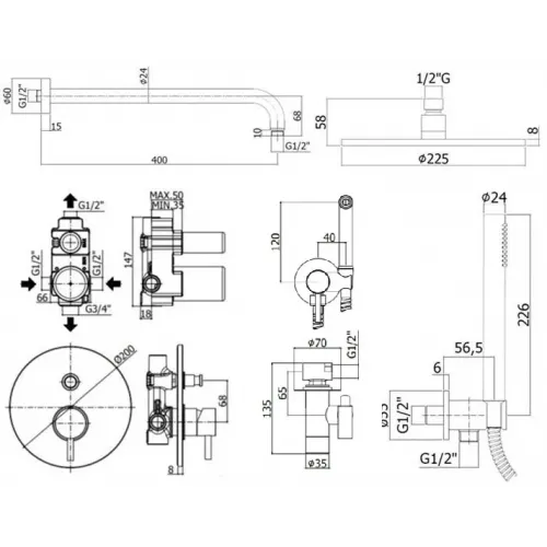 Комплект смесителей PAFFONI Light KITZLIG015CR