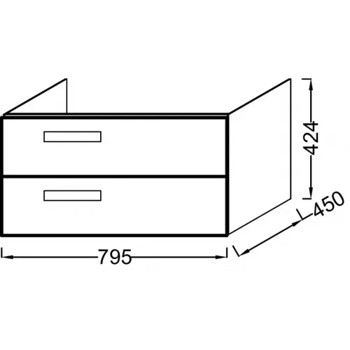 Модуль под раковину Rythmik 79,5х45х42,4 см, 2 ящика, серый антрацит EB1303-N14 Jacob Delafon