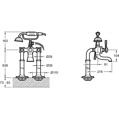Напольный смеситель Cleo неповоротный излив, с лейкой E24314-CP Jacob Delafon