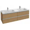 Модуль с раковиной Vox 140 см, 4 ящика, плавное закрывание, двойная раковина-столешница, подвесная, ореховое дерево, подвесной монтаж EB2020-RA-E16+EXAA112-Z-00 Jacob Delafon