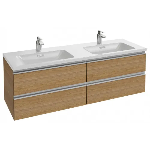 Модуль с раковиной Vox 140 см, 4 ящика, плавное закрывание, двойная раковина-столешница, подвесная, ореховое дерево, подвесной монтаж EB2020-RA-E16+EXAA112-Z-00 Jacob Delafon