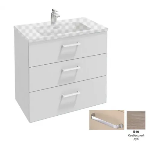 Тумба для ванной Vox 3 ящика, квебекский дуб, изогнутые ручки, подвесной монтаж 80х46 см EB2068-R1-E10 Jacob Delafon