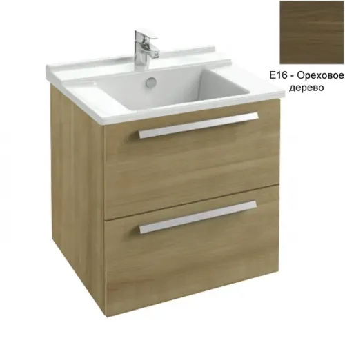 Модуль с раковиной Struktura 60 см, ореховое дерево, 1 отверстие для смесителя, 2 выдвижных ящика, подвесной монтаж EXI112-00+EB1276-E16 Jacob Delafon