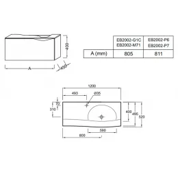 Комплект мебели для ванной Stillness 120 см, подвесной, натуральный темный дуб, 1 ящик, раковина с отверстием для ручки донного клапана, с подсветкой E1292-00+EB2002-P7+EB2007-NF Jacob Delafon