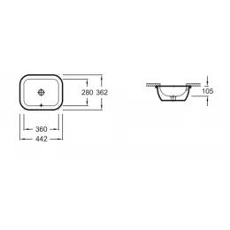 Встраиваемая снизу раковина Vox 44,2х36 см, с переливным отверстием, санфарфор EYC102-00 Jacob Delafon