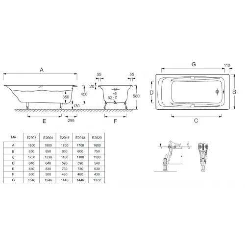 Чугунная ванна Repos 180х85 см, без антискользящего E2904-S-00 Jacob Delafon