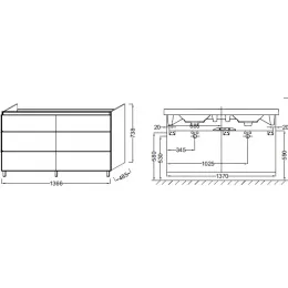 Модуль под раковину Odeon Up 136,6х48,5х73,8 см, квебекский дуб EB996-E10 Jacob Delafon