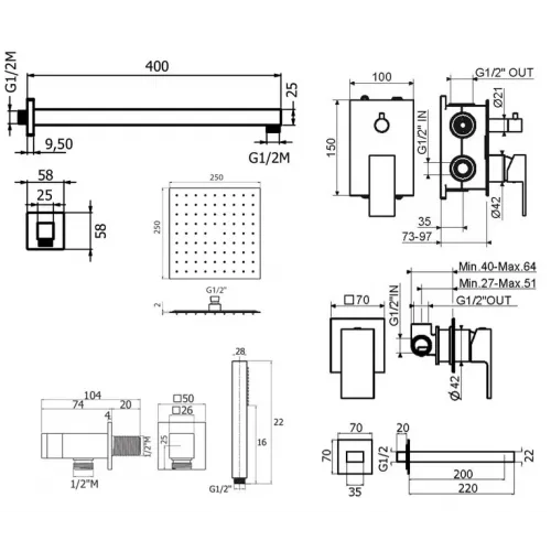 Комплект для душа Plumberia Selection TAG KITTG18CR220