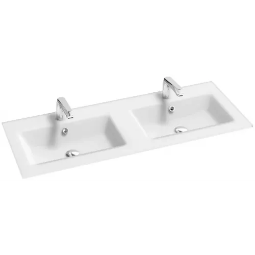 Мебельная раковина Sherwood 120,6х46,5 см, двойная, стекло, белый матовый EB1831RU-DE1 Jacob Delafon