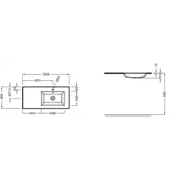 Мебельная раковина Vox 100х46 см, правосторонняя, серая глянцевая EB2102-DD2 Jacob Delafon