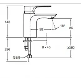 Смеситель для умывальника Aleo+ неповоротный излив, без донного клапана E72313-CP Jacob Delafon
