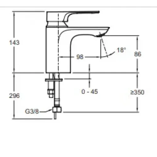 Смеситель для умывальника Aleo+ неповоротный излив, без донного клапана E72313-CP Jacob Delafon