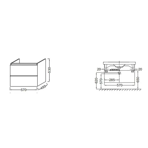 Модуль под раковину Odeon Up 57х48,5х53 см, серый антрацит EB878-N14 Jacob Delafon