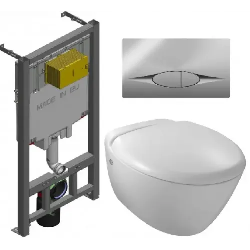 Комплект унитаза с инсталляцией Presqu'ile с микролифтом, безободковый, с кнопкой E29025-NF-M8 Jacob Delafon