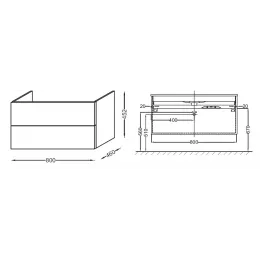 Модуль под раковину Vox 80х46х45 см, белый блестящий, 2 ящика, изогнутая ручка EB2078-R4-N18 Jacob Delafon