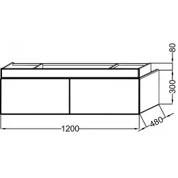 Модуль под раковину Terrace 120х48х38 см, 3 ящика, белый матовый, система push-to-open EB1188-M49-M49 Jacob Delafon