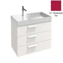 Модуль с раковиной Rythmik 80 см, малиновый блестящий, 3 выдвижных ящика, 1 отверстие для смесителя, подвесной монтаж EXO112-Z-00+EB1309-R3 Jacob Delafon
