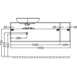 Модуль под раковину Nouvelle Vague 145х50,7х47,1 см, белый блестящий, 2 выдвижных ящика, 1 бутылочница справа EB3043RU-N18 Jacob Delafon