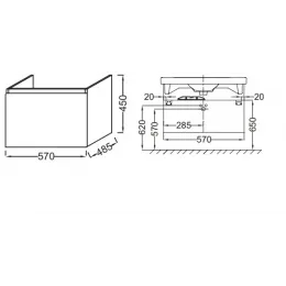 Модуль под раковину Odeon Up 57х48,5х45 см, квебекский дуб EB877-E10 Jacob Delafon