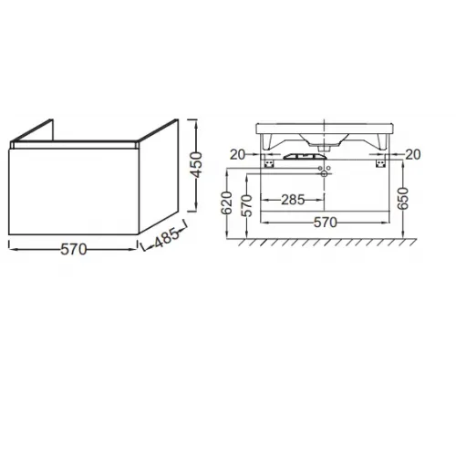 Модуль под раковину Odeon Up 57х48,5х45 см, квебекский дуб EB877-E10 Jacob Delafon