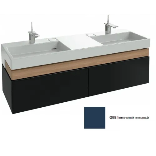 Модуль под раковину Terrace 150х48х38 см, темно-синий глянцевый, верхний ящик из цельного дерева, система push-to-open EB1189-G98 Jacob Delafon