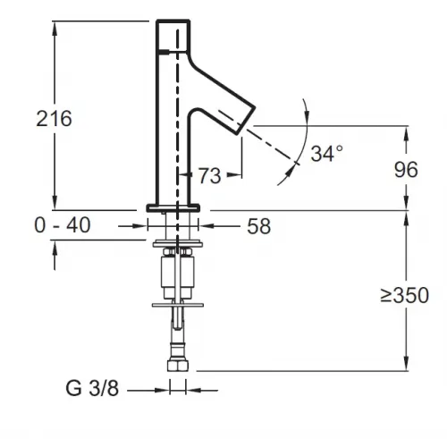 Смеситель для умывальника Talan с антиизвестковым покрытием, неповоротный излив, без донного клапана, холодный старт E10378RU-CP Jacob Delafon