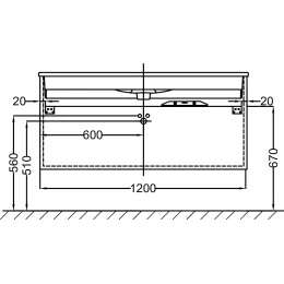 Модуль под раковину Vox 120х46х45,2 см, 2 ящика, серый титан глянцевый, встроенные ручки EB2021-RA-N21 Jacob Delafon