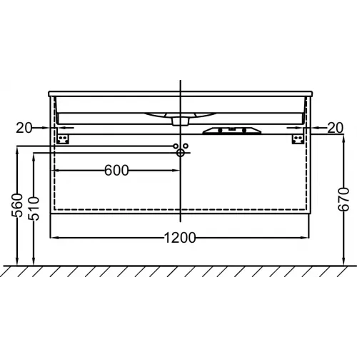 Модуль под раковину Vox 120х46х45,2 см, 2 ящика, серый титан глянцевый, встроенные ручки EB2021-RA-N21 Jacob Delafon
