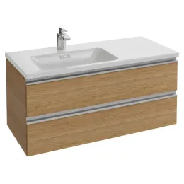 Модуль с раковиной Vox 100 см, черное дерево, встроенные ручки, 2 выдвижных ящика, левая раковина, подвесной монтаж EXAC112-Z-00+EB2025-RA-E15 Jacob Delafon