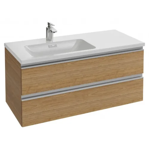 Модуль с раковиной Vox 100 см, черное дерево, встроенные ручки, 2 выдвижных ящика, левая раковина, подвесной монтаж EXAC112-Z-00+EB2025-RA-E15 Jacob Delafon