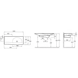 Подвесная раковина Stillness 120х52х10 см, раковина-столешница, на собственной опоре, санфарфор E1292-X4-00 Jacob Delafon