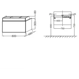 Модуль под раковину Terrace 80х48х38 см, ледяной коричневый сатин, верхний ящик из цельного дерева, система push-to-open EB1186-F32 Jacob Delafon