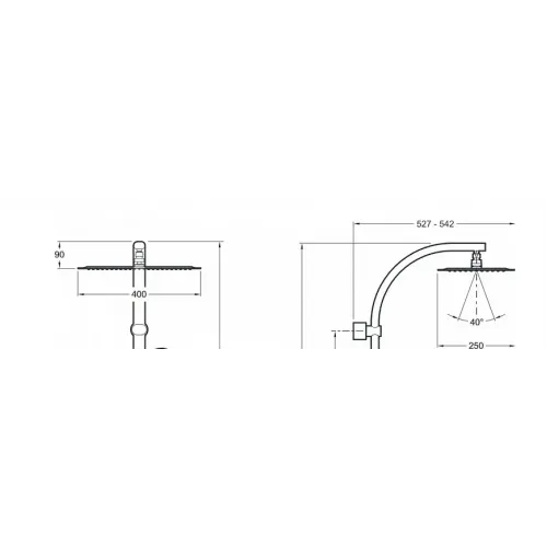 Лейка верхнего душа Talan 40 см, square, без держателя E20643-CP Jacob Delafon