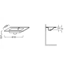 Модуль с раковиной Ola 61 см, с двумя ящиками, серый антрацит, подвесной монтаж EXS112-00+EB390-N14 Jacob Delafon