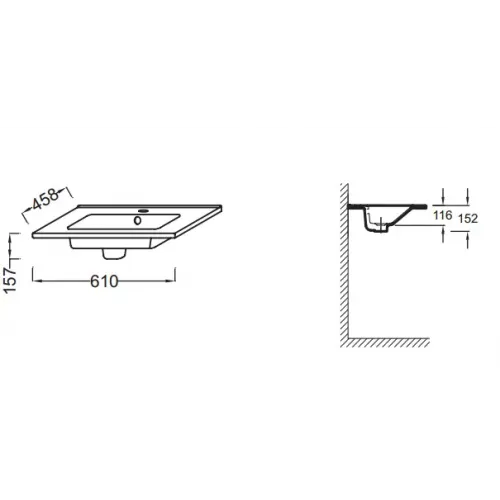 Модуль с раковиной Ola 61 см, с двумя ящиками, серый антрацит, подвесной монтаж EXS112-00+EB390-N14 Jacob Delafon