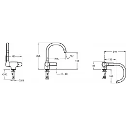 Смеситель для умывальника Nateo излив наклоняется вперед, поворотный излив, без донного клапана E76250.CP Jacob Delafon