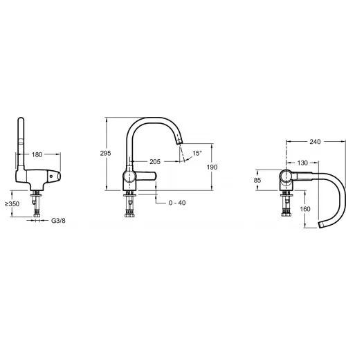 Смеситель для умывальника Nateo излив наклоняется вперед, поворотный излив, без донного клапана E76250.CP Jacob Delafon