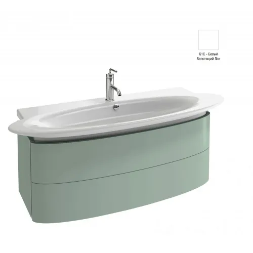 Модуль с раковиной Presqu'ile 130 см, два ящика, плавное закрытие, овальная раковина со столешницей, палисандр , белый блестящий, подвесной монтаж E4435-00+EB1105-G1C Jacob Delafon