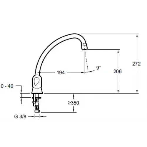 Смеситель для кухни Galeo поворотный излив E76920-CP Jacob Delafon