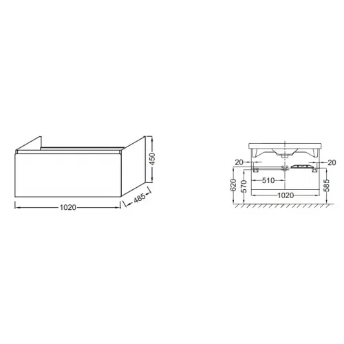 Модуль под раковину Odeon Up 102х48,5х45 см, белый блестящий EB883-N18 Jacob Delafon