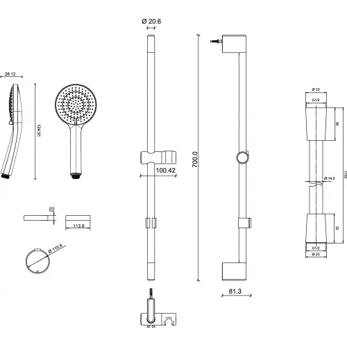 Комплект смесителей Elite для раковины, для ванны и душа, душевой гарнитур E32911RU-CP Jacob Delafon