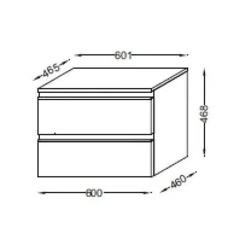 Тумба для ванной Vox 2 ящика, белый глянцевый, подвесной монтаж 60х45,6 см EB2060-RA-N18 Jacob Delafon