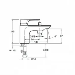 Смеситель на горизонтальную поверхность (деку) с изливом Aleo с выходом на душ (без лейки), на 1 отв. E72321-CP Jacob Delafon